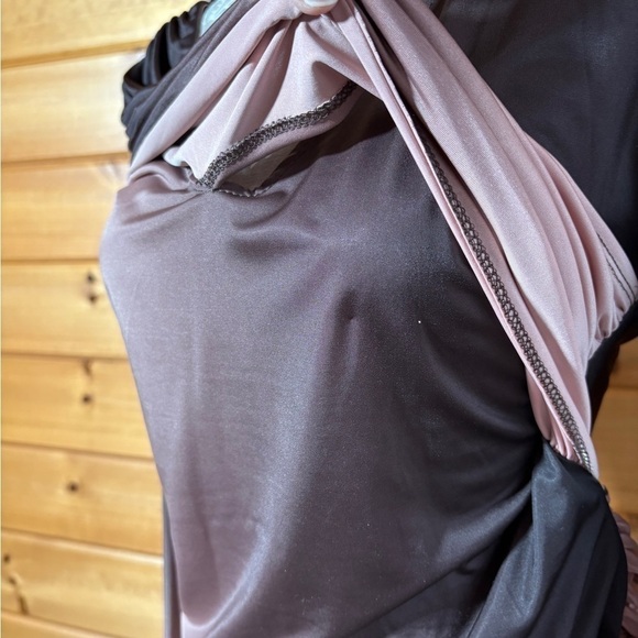 Venus Draped Pink/Gray Long Sleeve Ombre Blouse M - Picture 3 of 9